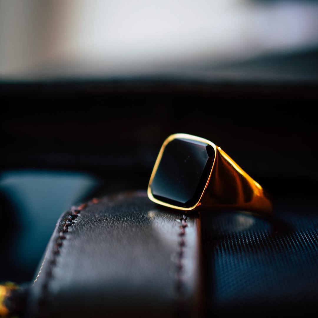 Black Onyx Signature - Ring i guldton
