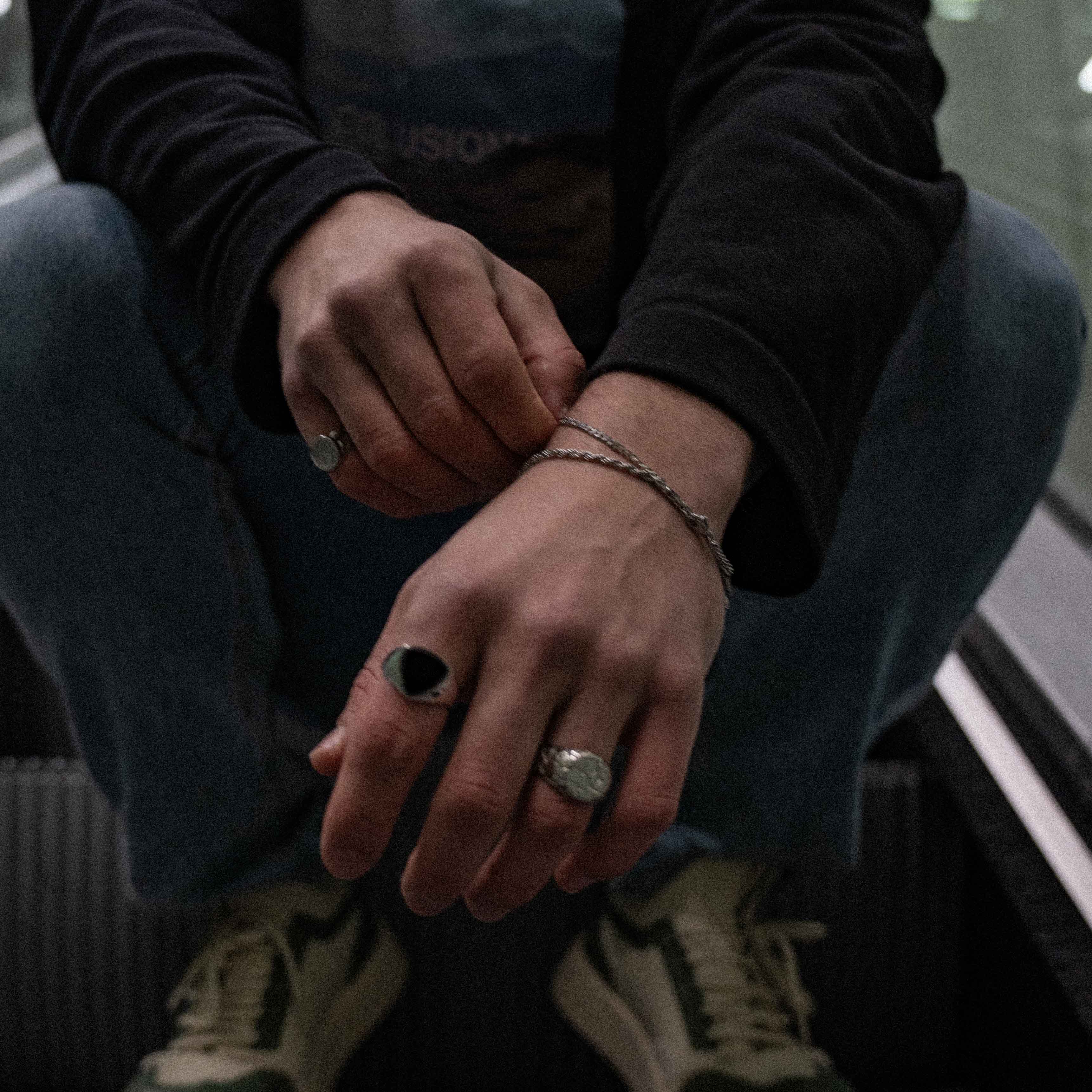 Black Onyx Polygon Signature - Silver-toned ring