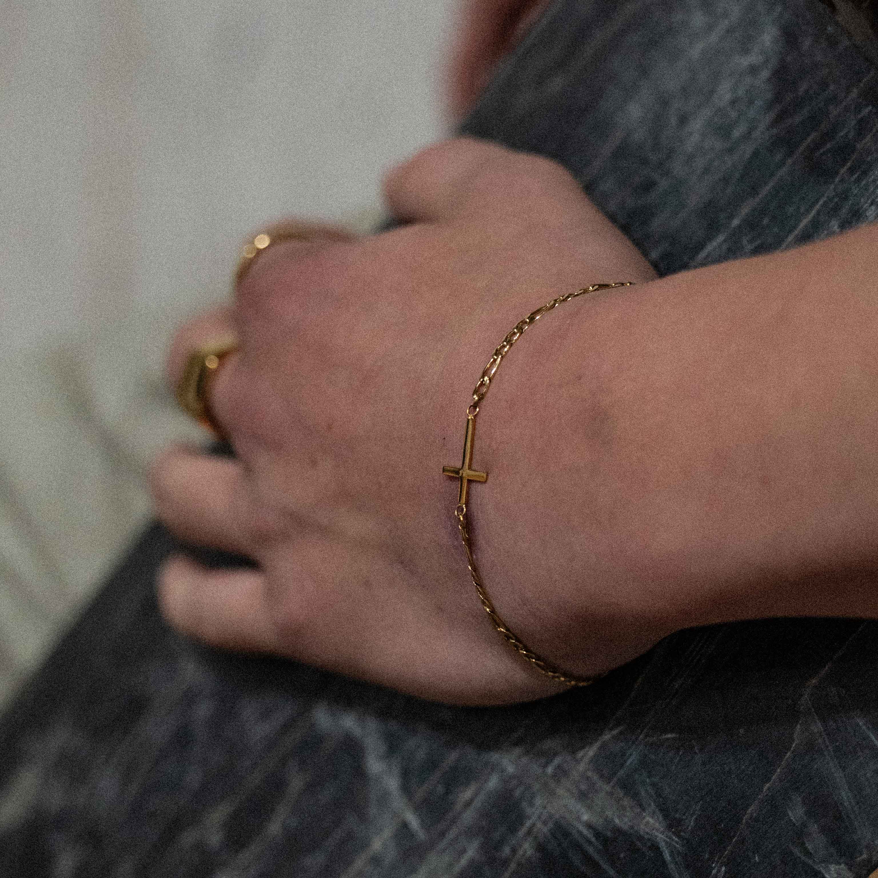 Antique Cross Bracelet - Gold Tone