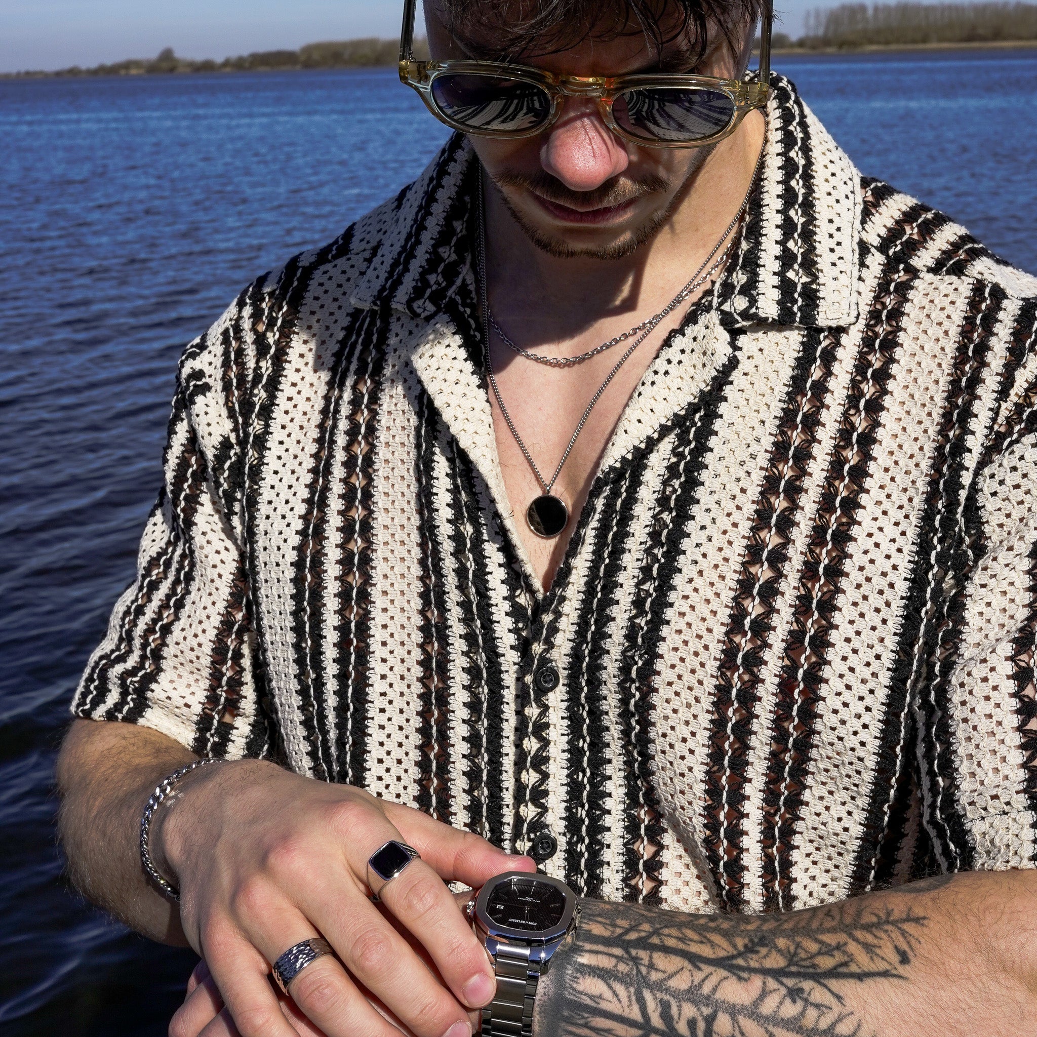 NL Black Onyx pendant - Silver-toned