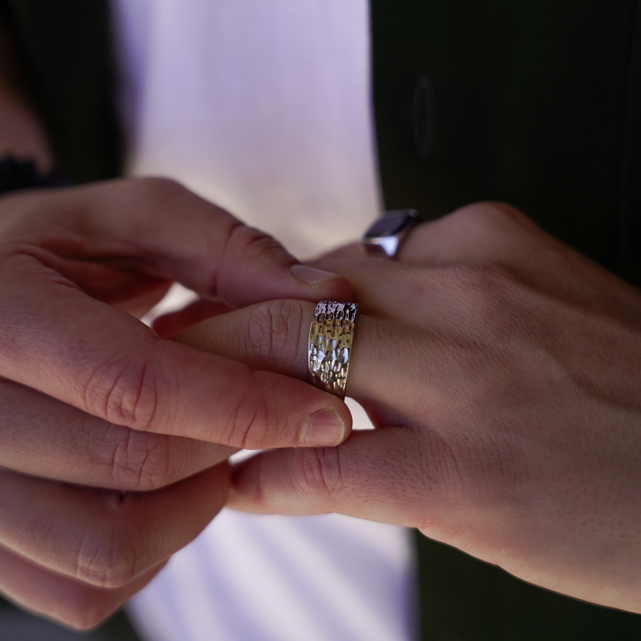 Hammered Signature - Silver-toned ring