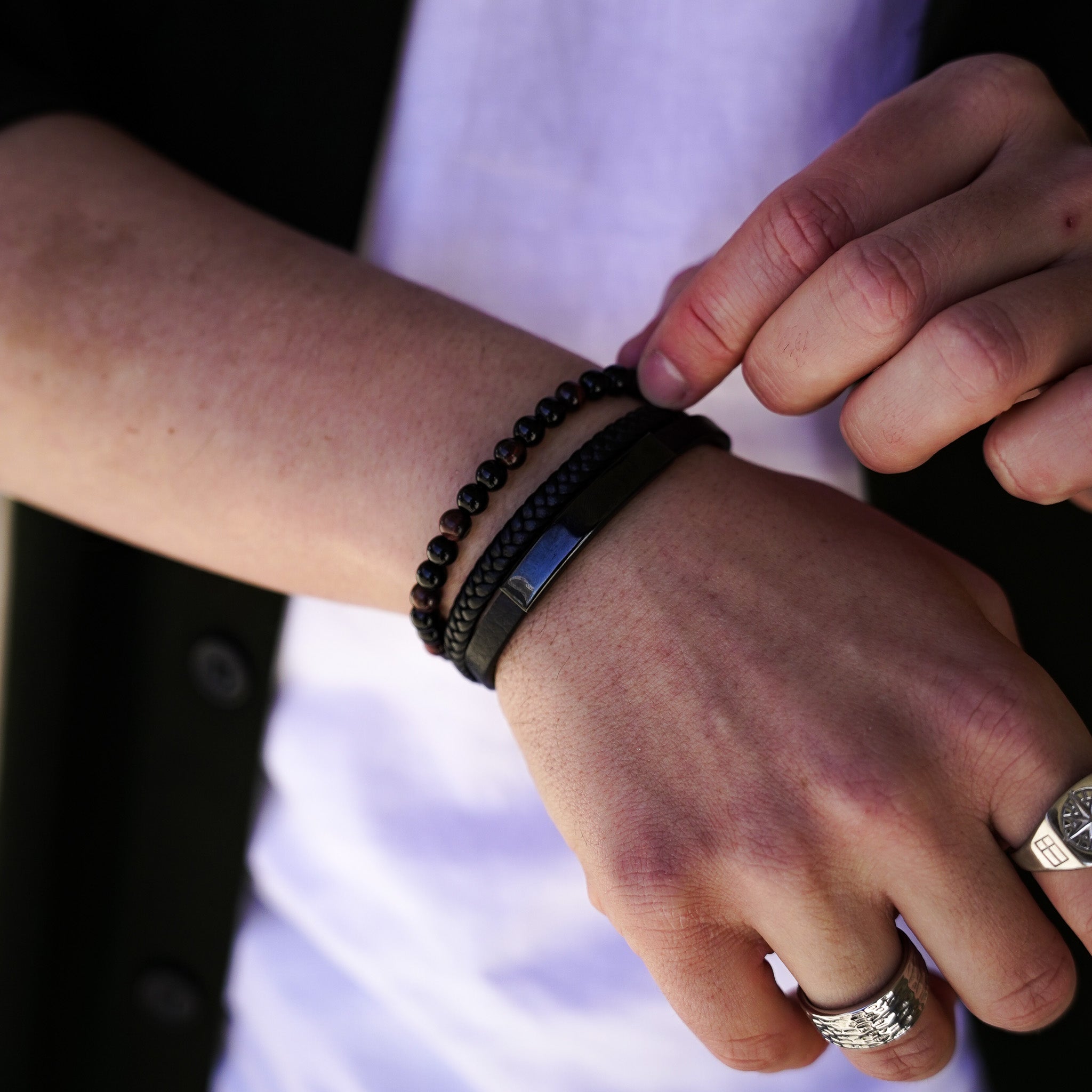 Jorgmundr Läder och pärlarmband