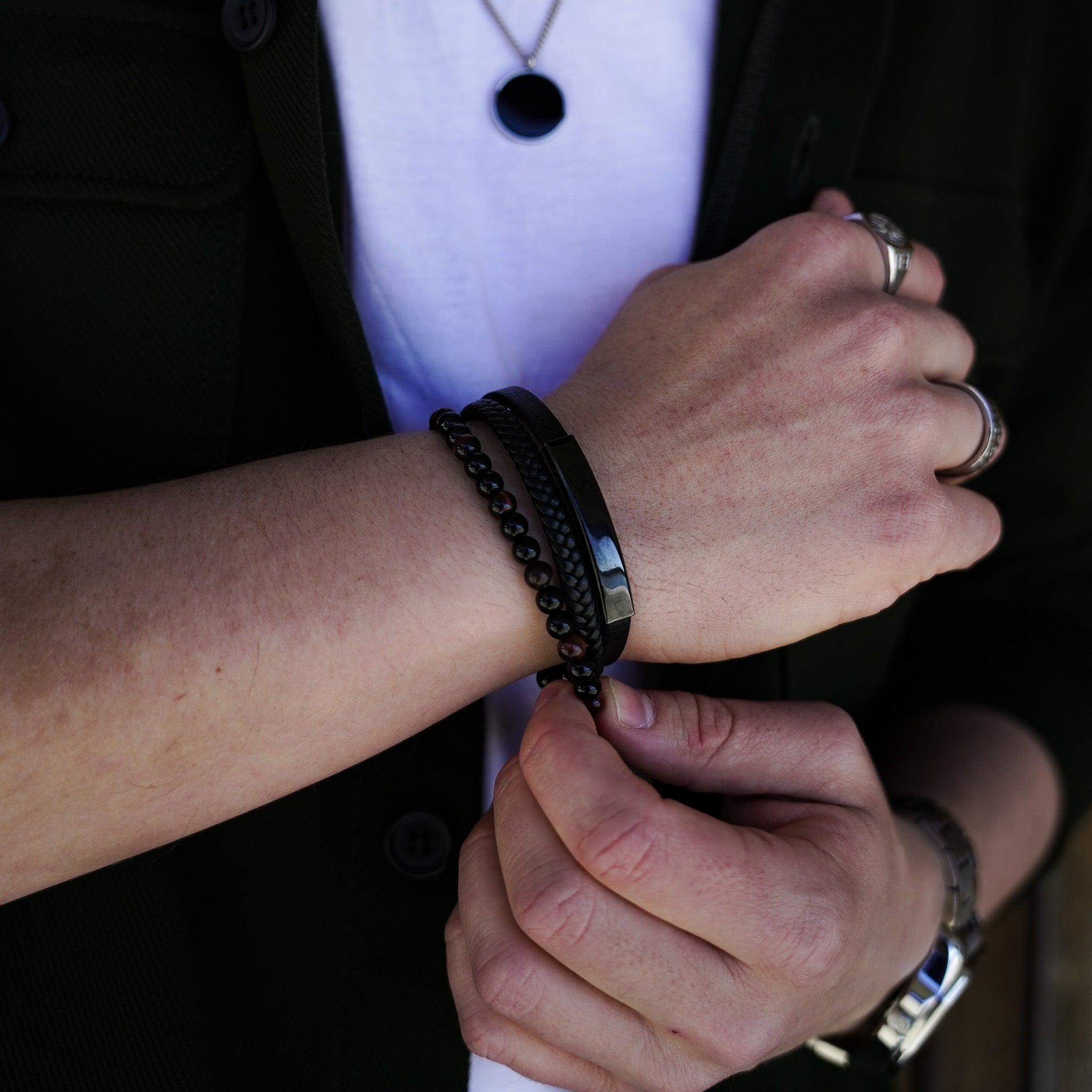 Jorgmundr Läder och pärlarmband