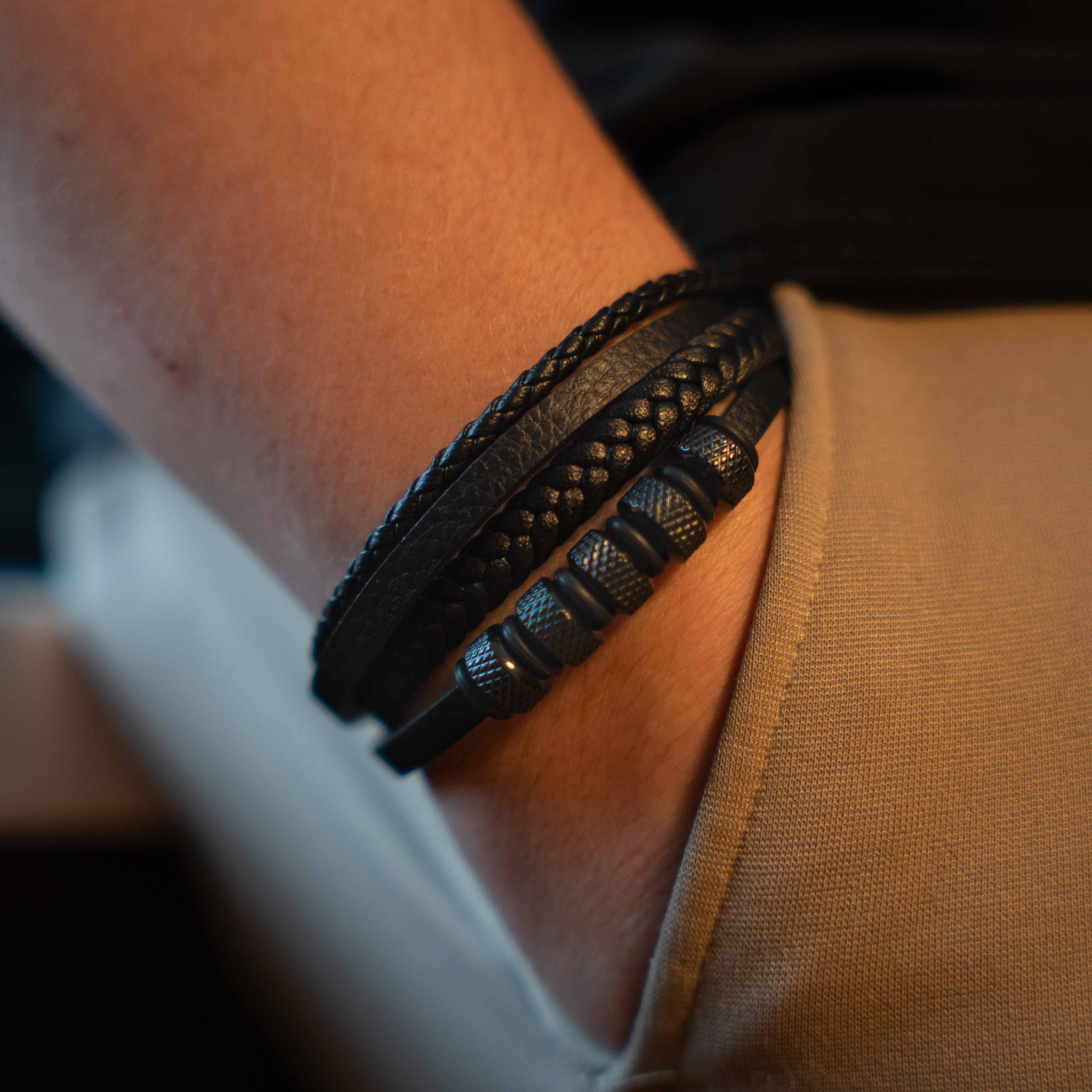 Drift Læder og Perler Armbånd