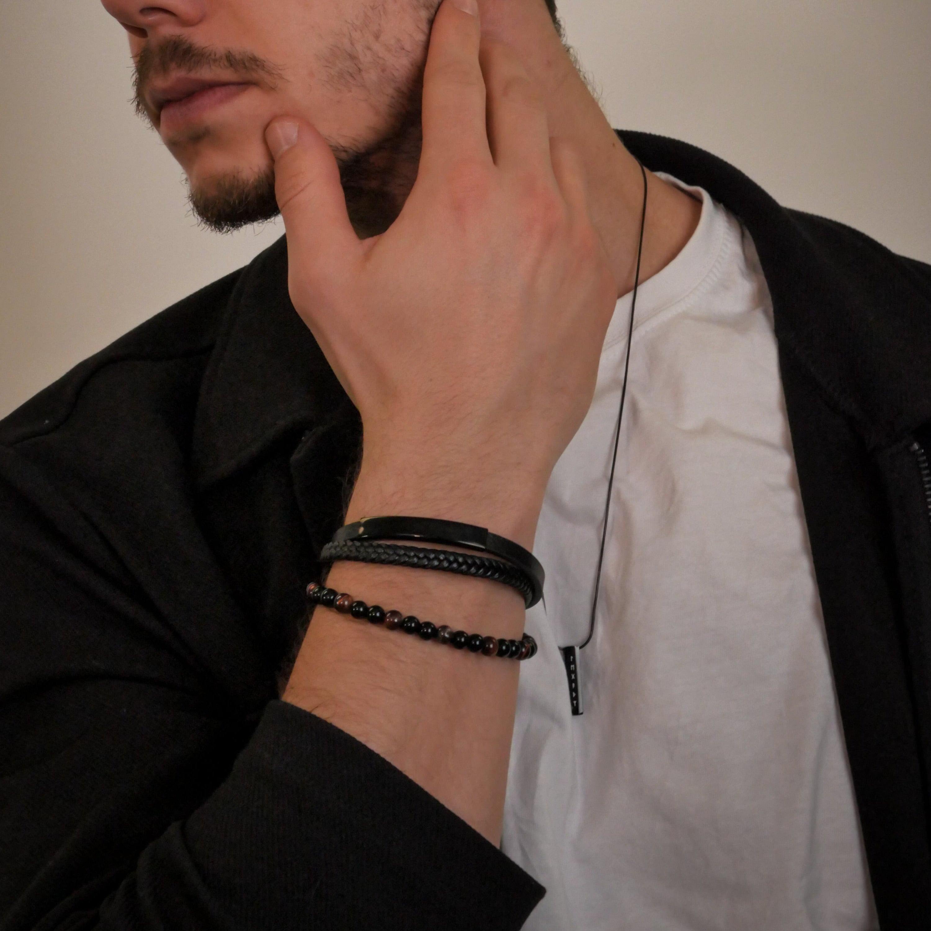 Jorgmundr Läder och pärlarmband