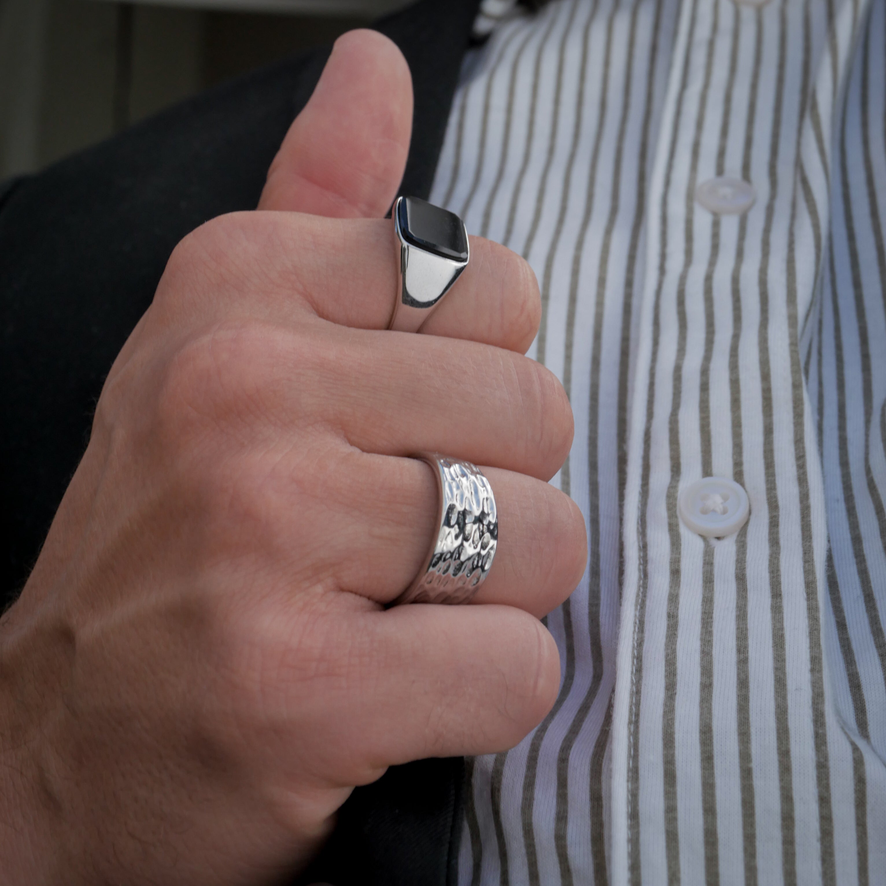 Hammered Signature - Silver-toned ring