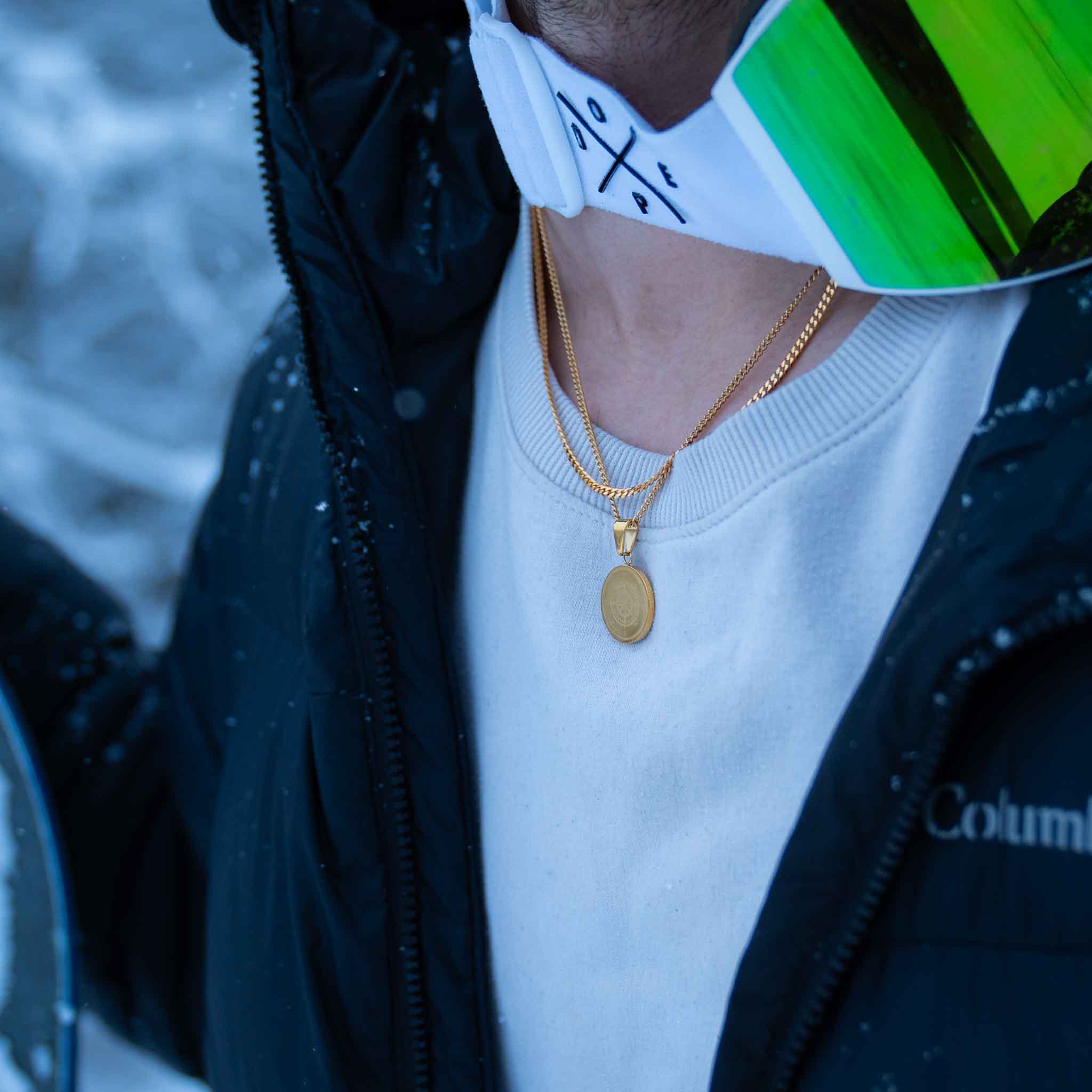 Kompass halsband - Guldton