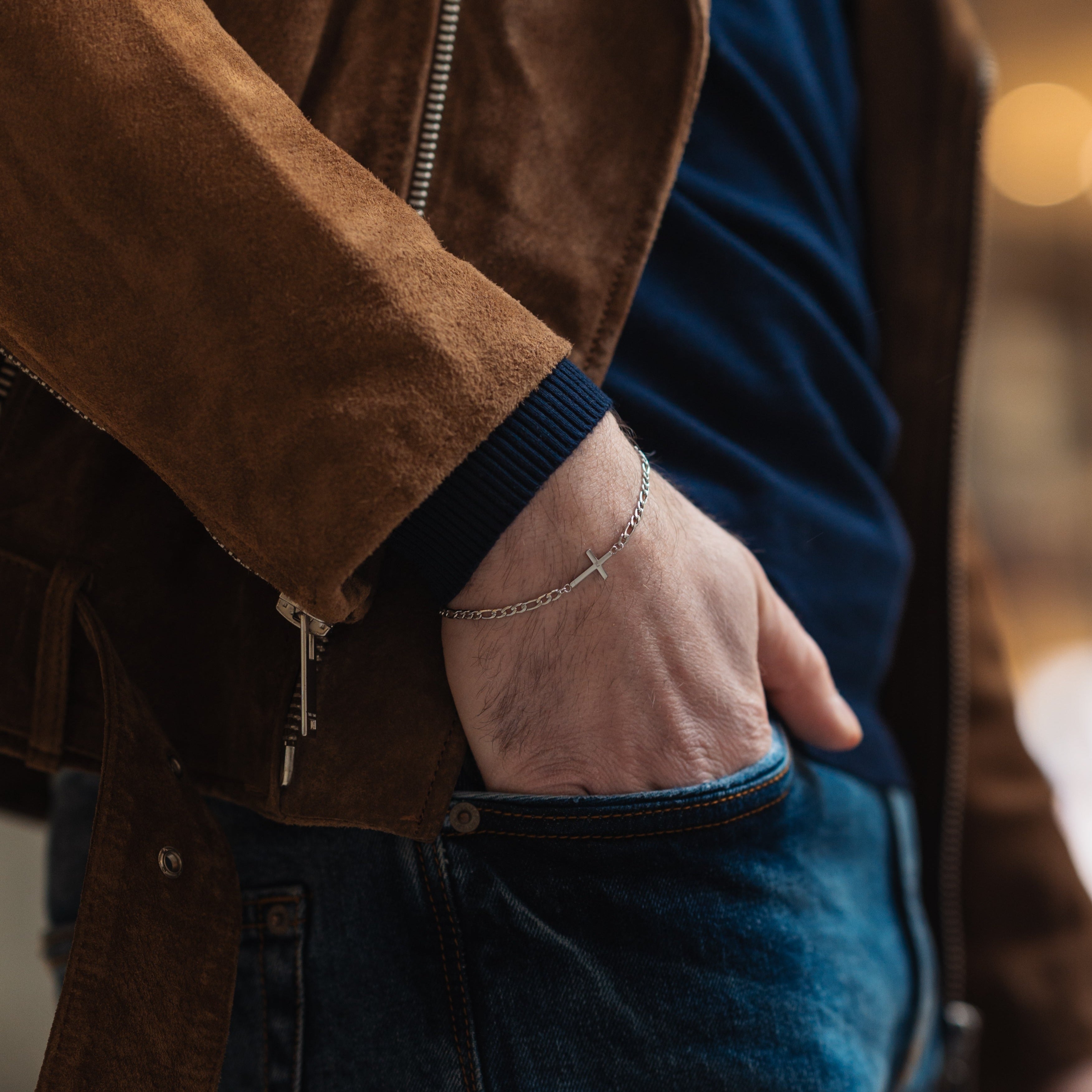 Antique kors armband - silverfärgad