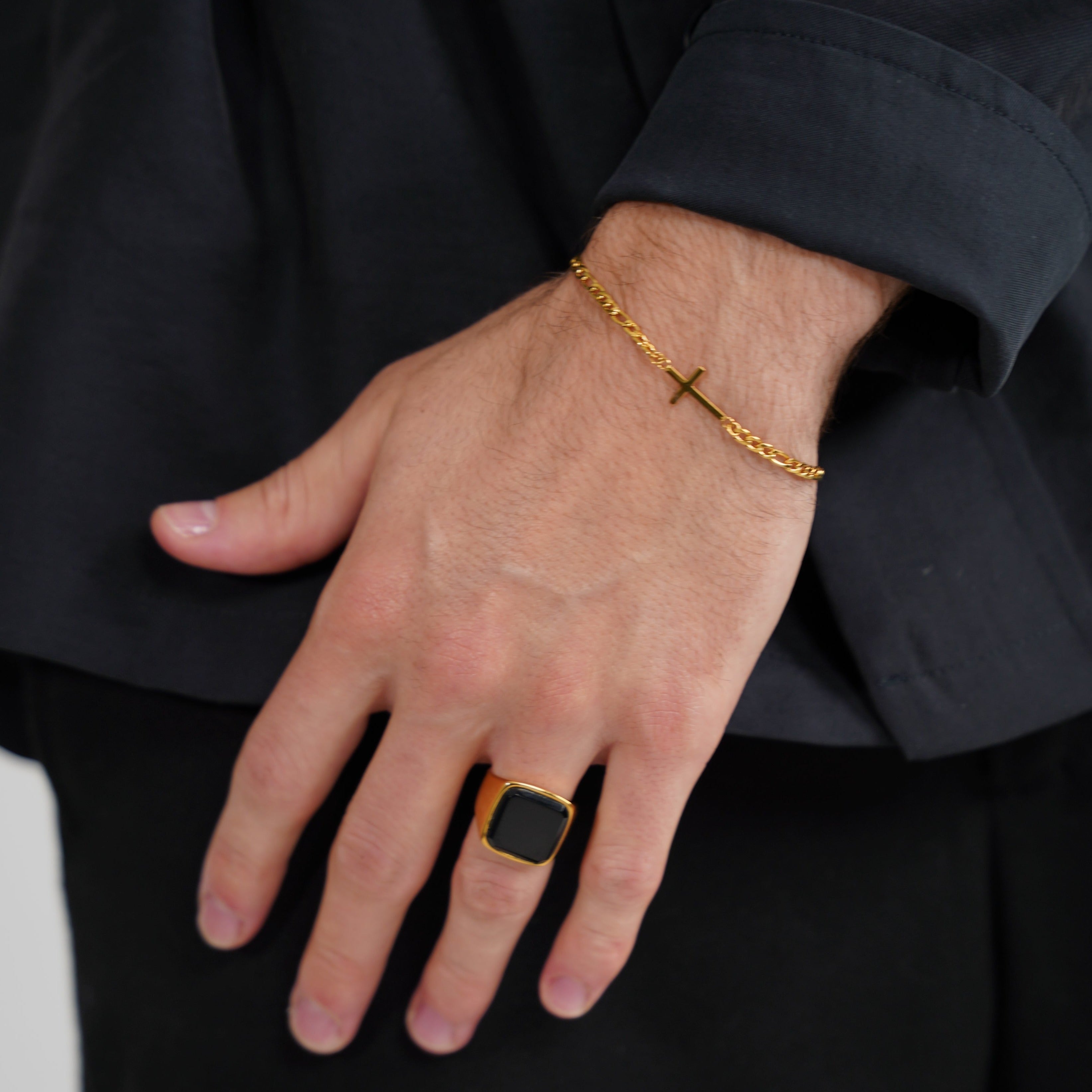 Antique Cross Bracelet - Gold Tone