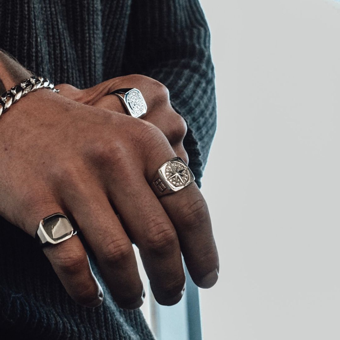 Compass Oversize Signature - Silver-toned ring
