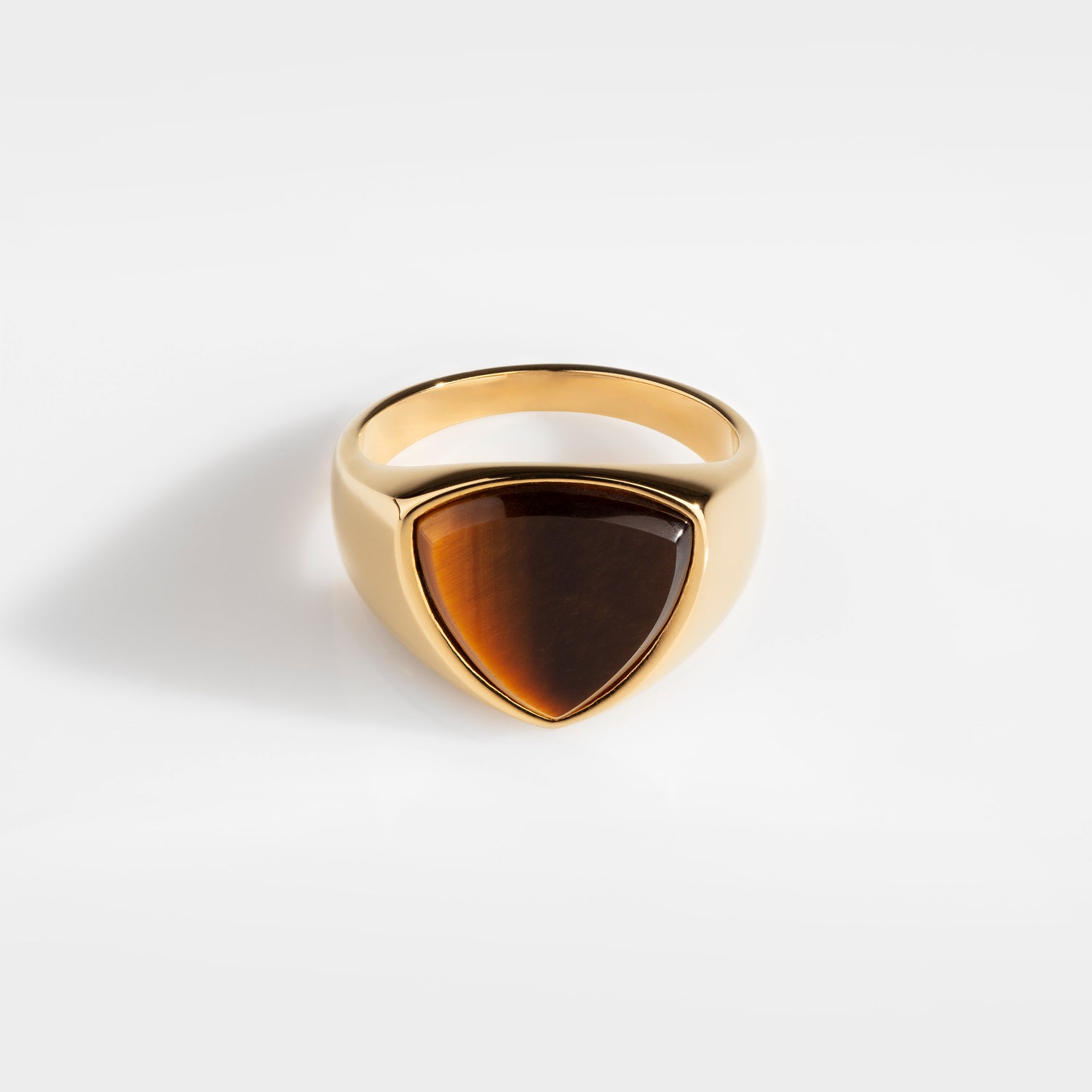 Tigereye Polygon Signature - Gold tone ring