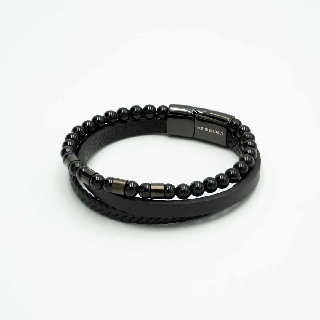 Iron Læder og Perler Armbånd