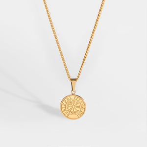 Minimal Vegvisir halskæde, Guldbelagt