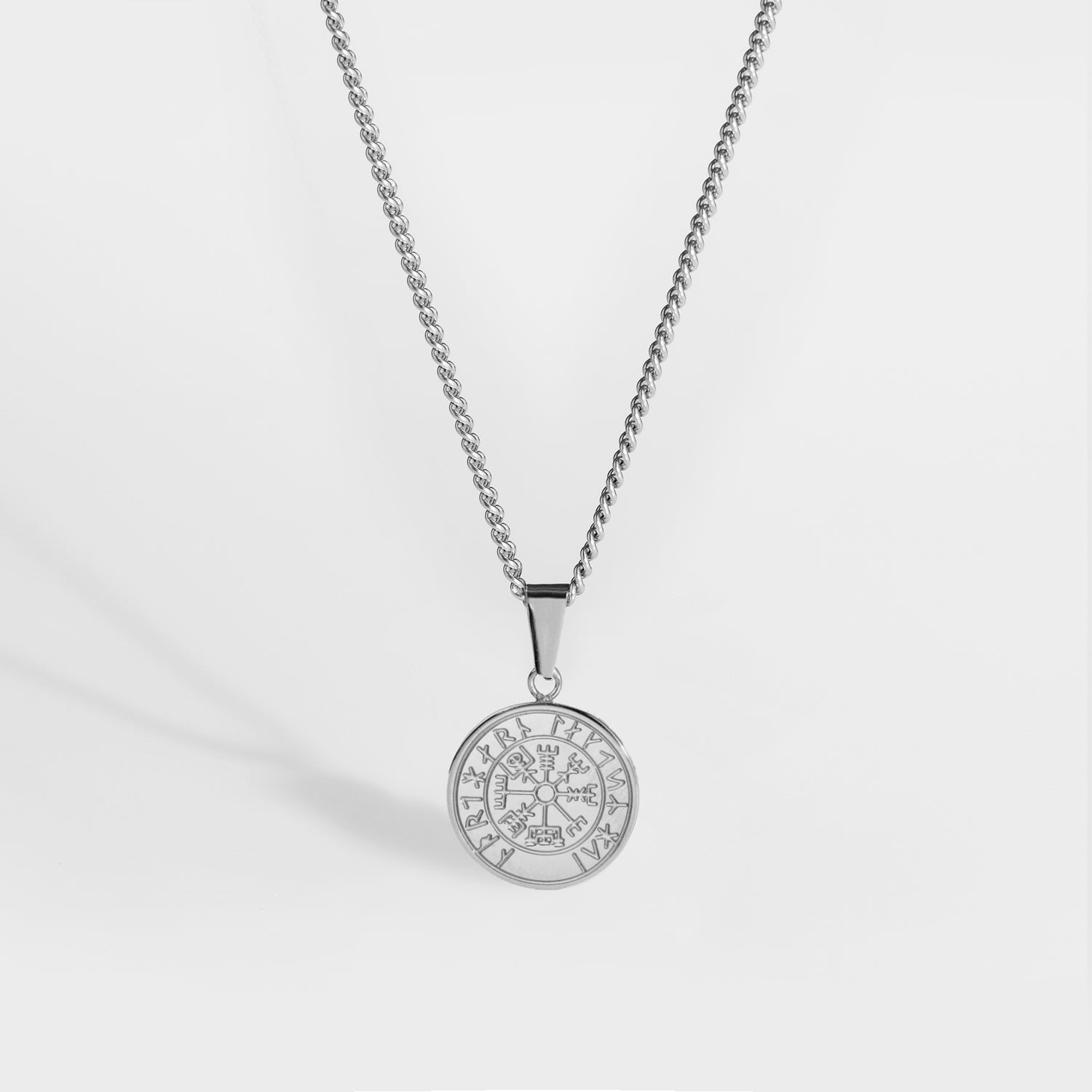Minimal Vegvisir halskæde, Sølvtonet