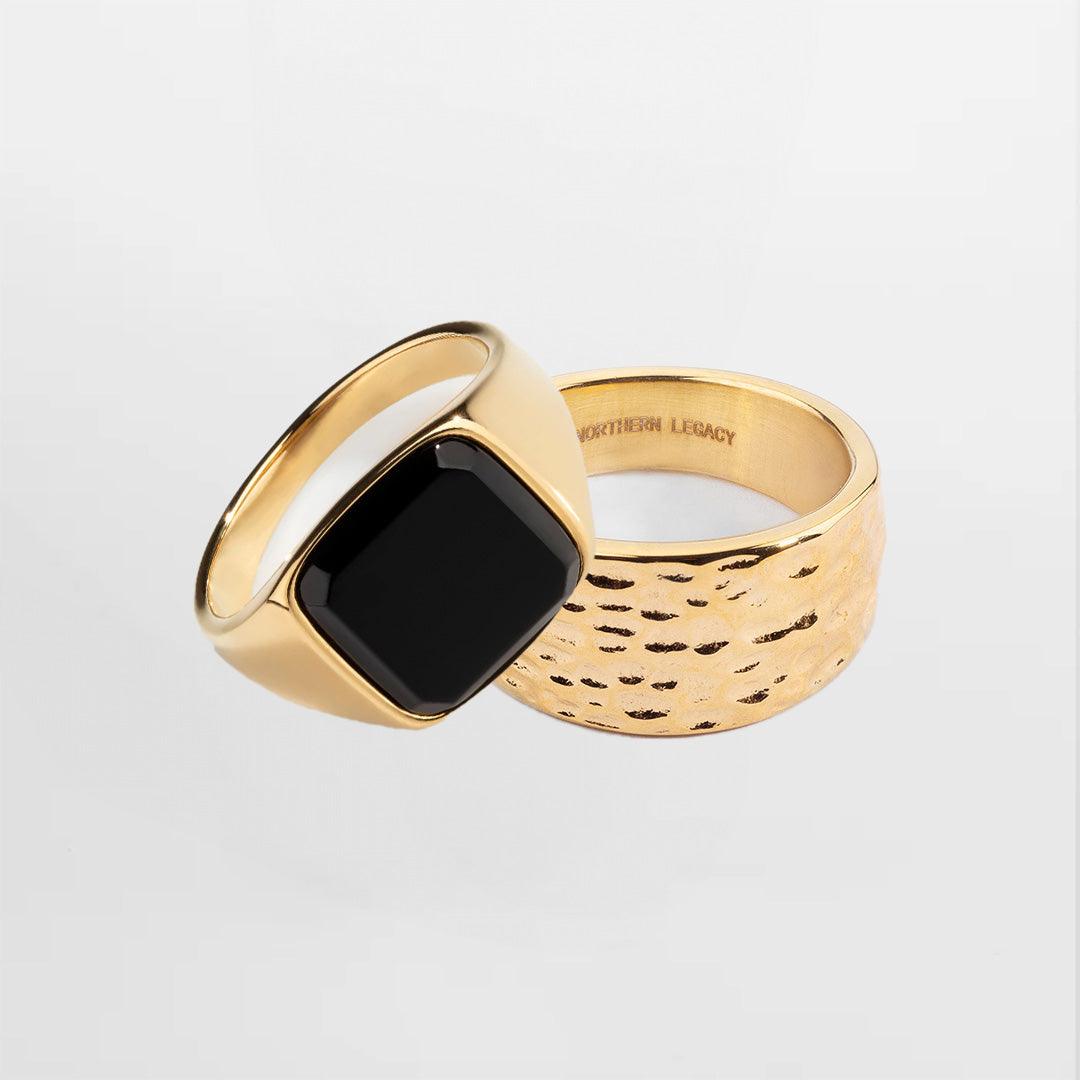 Black Onyx & Hammered Bundle - Gold-toned