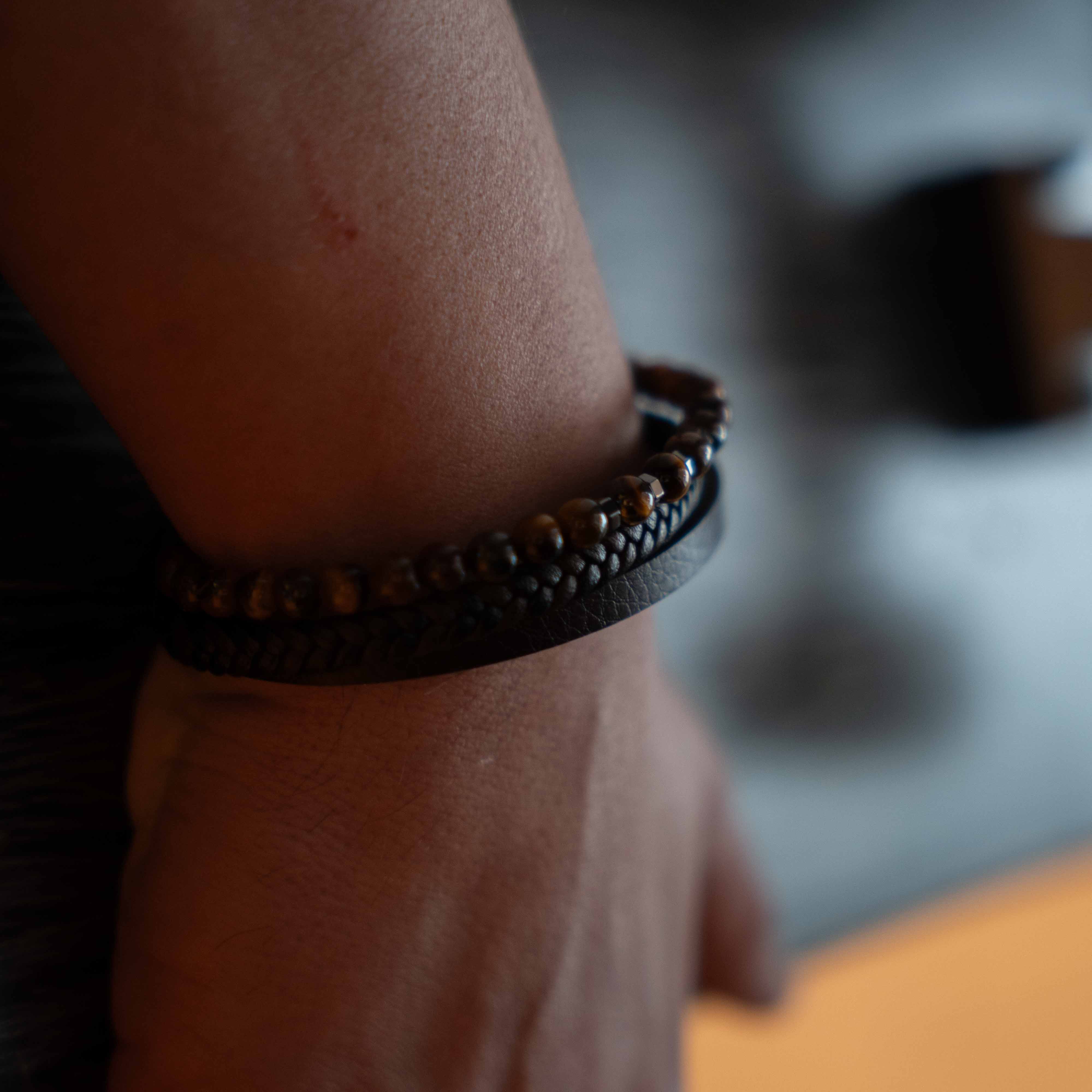 Ember Læder og Perler Armbånd