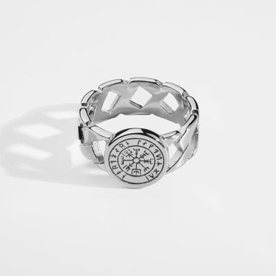 VEGVISIR CHAIN SIGNET RING (SØLV)