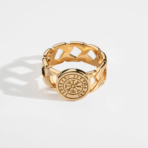 VEGVISIR CHAIN SIGNET RING (GULD)