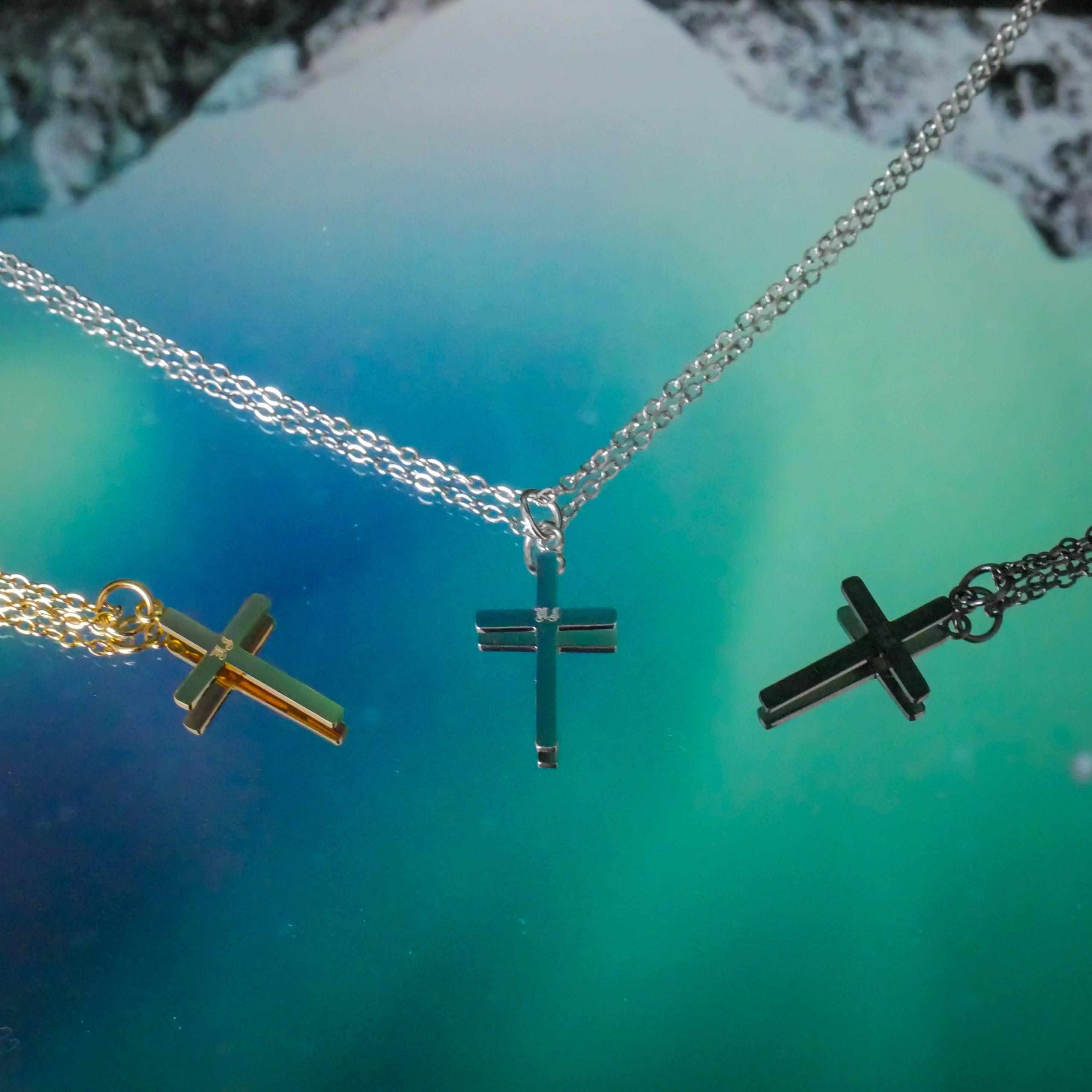 Small Cross Necklace - Black