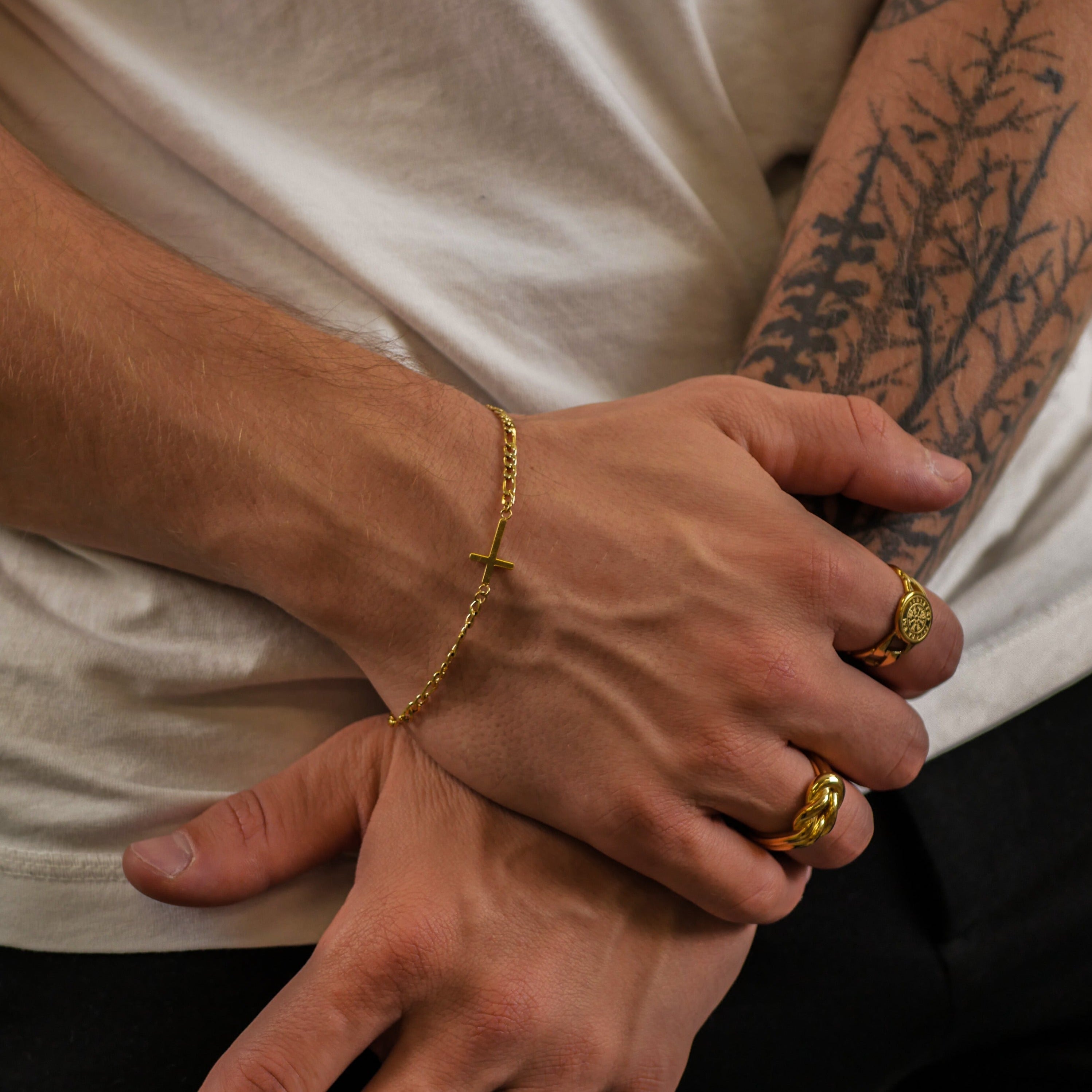 Antique Cross Bracelet - Gold Tone