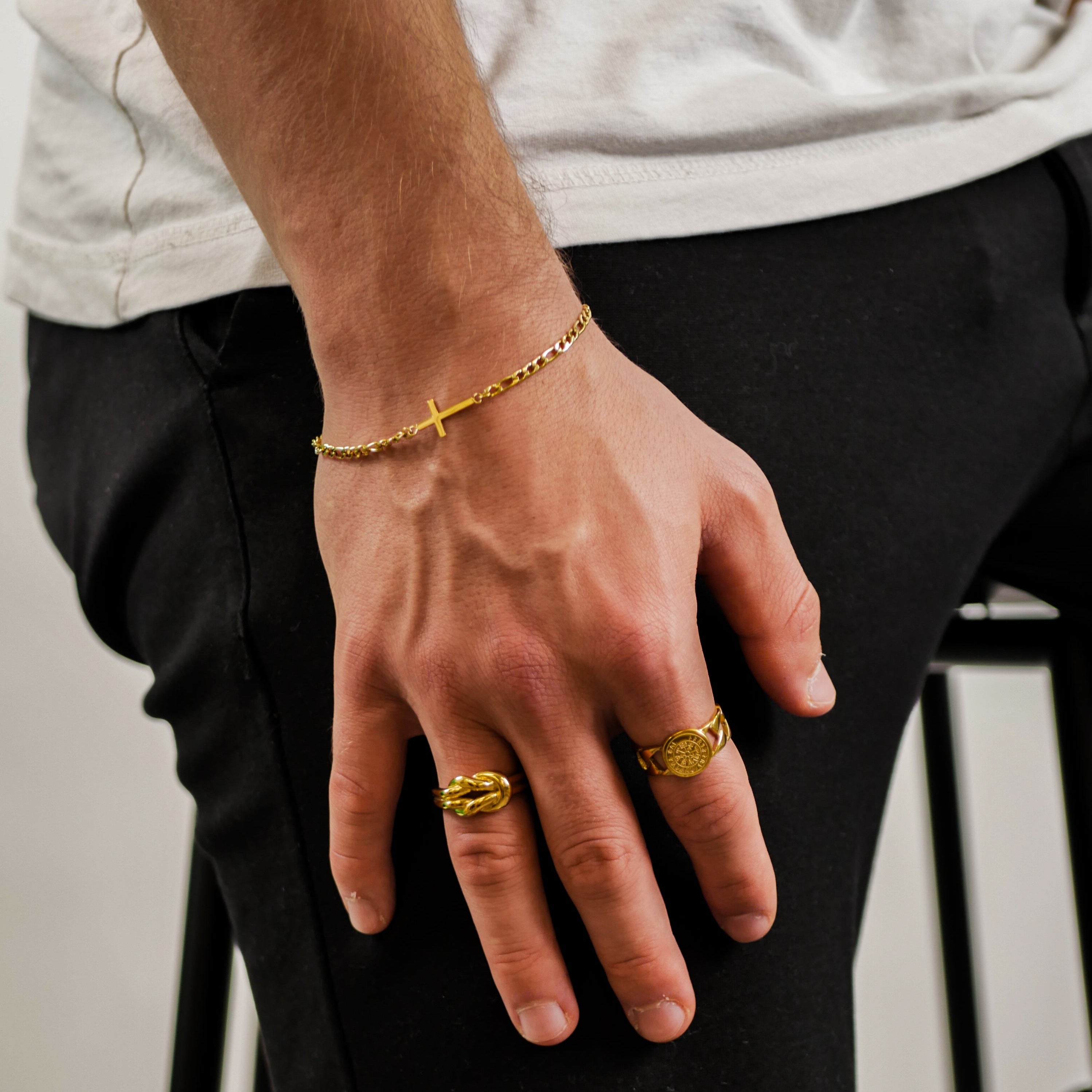 Antique Cross Bracelet - Gold Tone