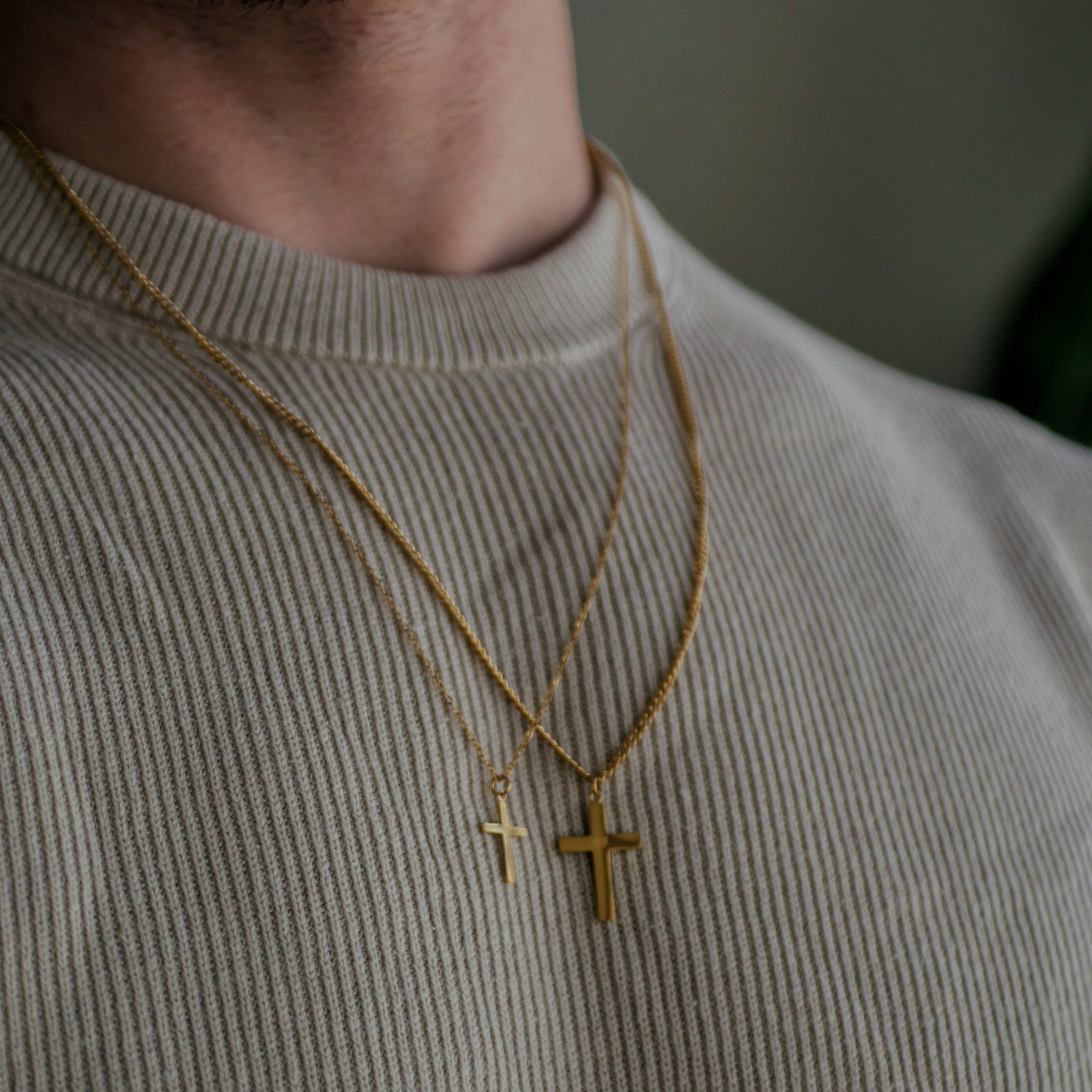 Small Cross Necklace - Gold Tone