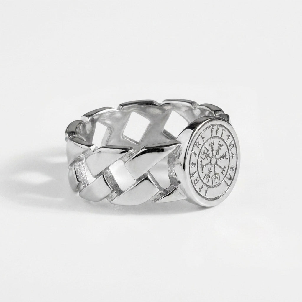 VEGVISIR CHAIN SIGNET RING (SØLV)