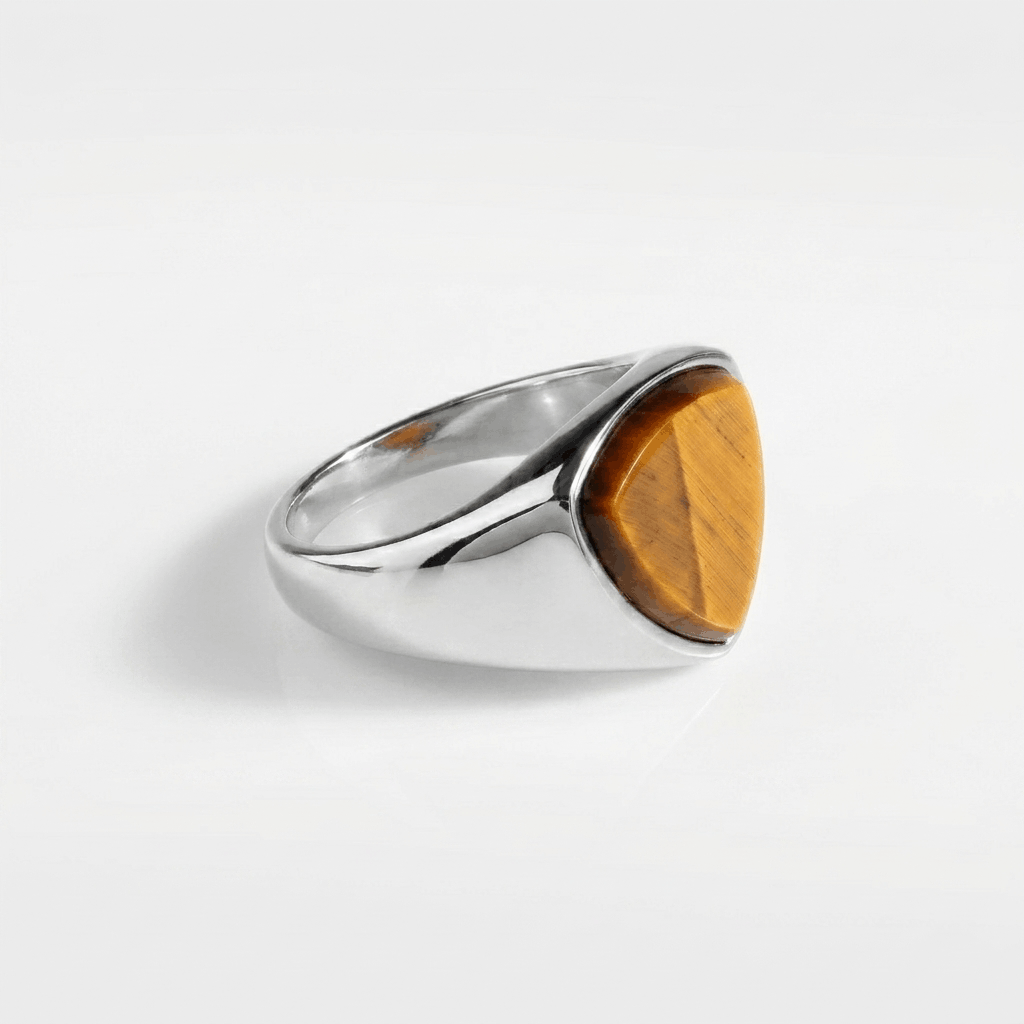 TIGEREYE POLYGON SIGNET RING (SØLV)