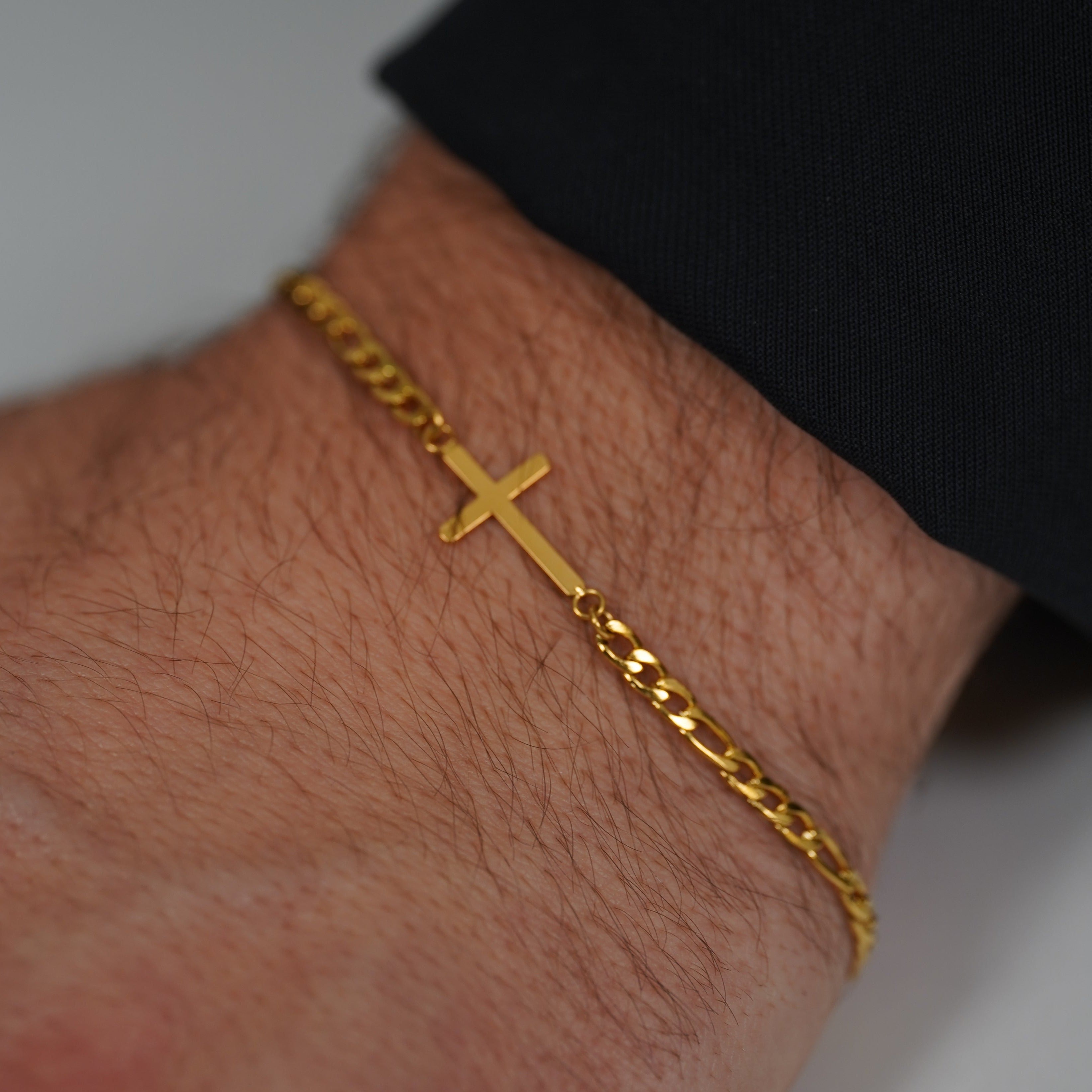 Antique Cross Bracelet - Gold Tone