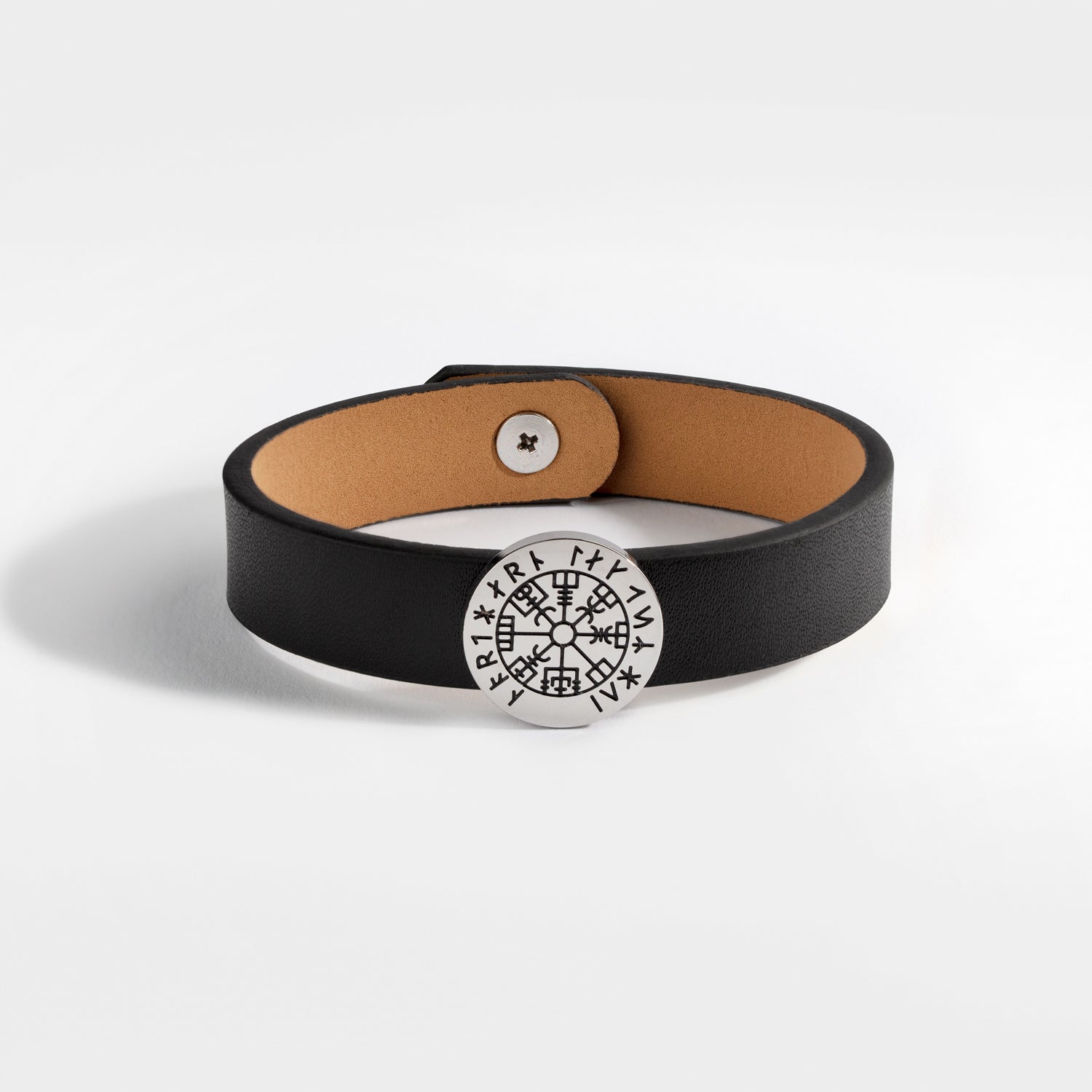 NL Vegvisir leather bracelet - Silver-toned