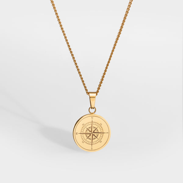 Kompass halsband - Guldton
