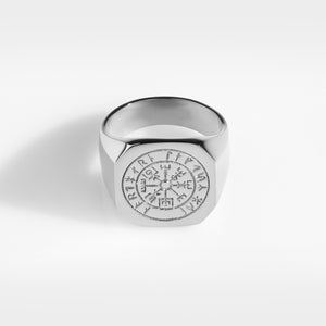VEGVISIR OVERSIZE SIGNET RING (SØLV)